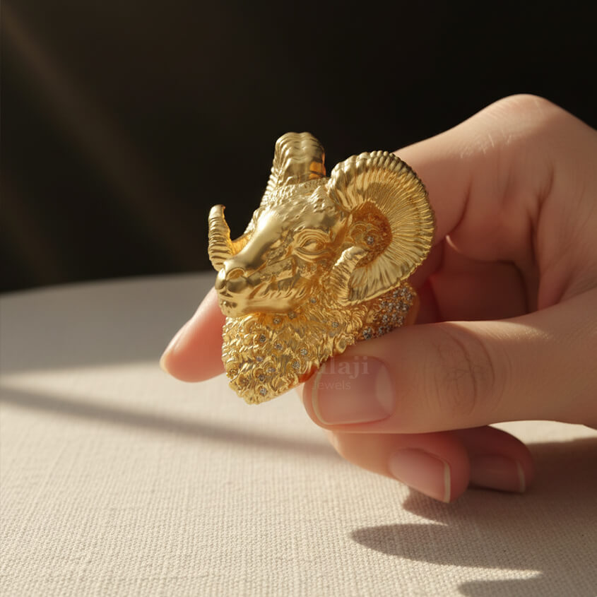 Goat Ring | goat head ring | goat skull ring | goat signet ring | silver goat ring