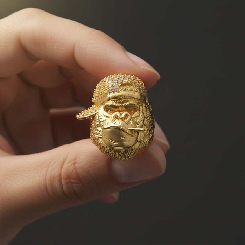 Gorilla Ring | mens gorilla ring | gorilla head ring | gorilla diamond ring | gold gorilla ring