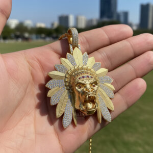 Indian Chief Pendant | gold indian chief pendant | indian chief necklace | chief necklace | chief pendant