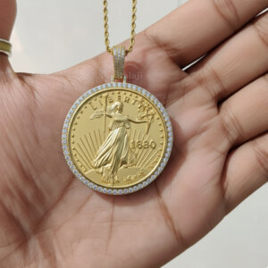 Lady Liberty Coin Necklace | lady liberty pendant | liberty coin necklace | statue of liberty gold pendant | walking liberty coin necklace
