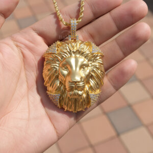 Lion Head Necklace, lion pendant silver, mens lion pendant, diamond lion pendant, gold lion pendant