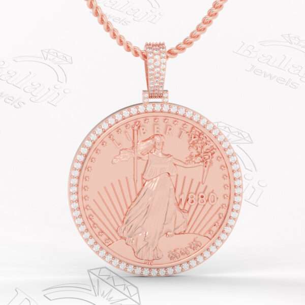 Lady Liberty Coin Necklace | lady liberty pendant | liberty coin necklace | statue of liberty gold pendant | walking liberty coin necklace