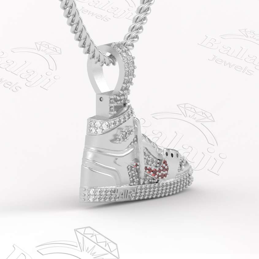 Air Jordan Nike Sneaker Pendant MOISSANITE Real 925 Silver Iced
