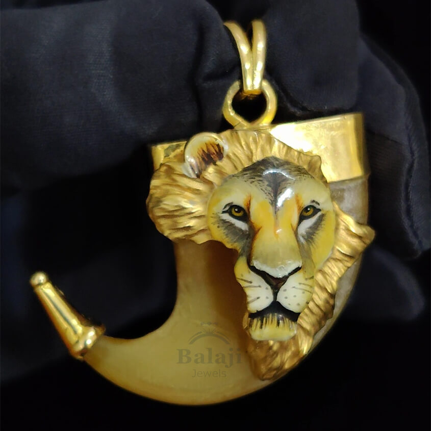 Dual Lion Nail With Diamond Antique Design Gold Plated Pendant – Soni  Fashion®