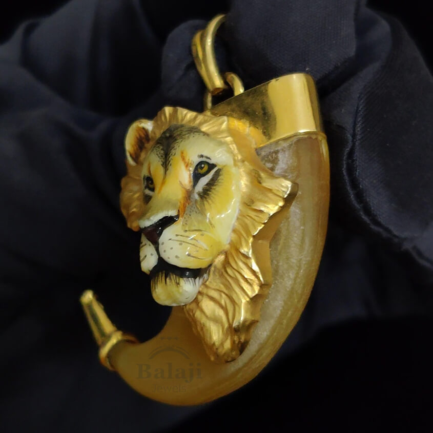 Buy quality 916 gold fancy gent's artificial lion nail pendant in Ahmedabad